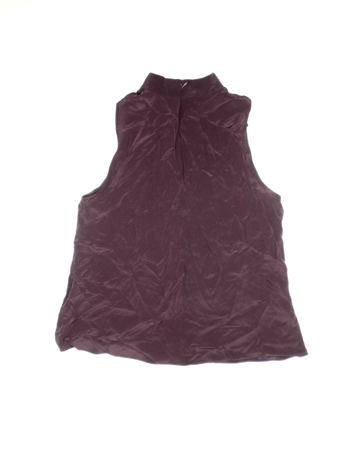Amanda Uprichard Dark Purple High Neck Cut Out Top- Small - The Fashion Foundation - {{ discount designer}}