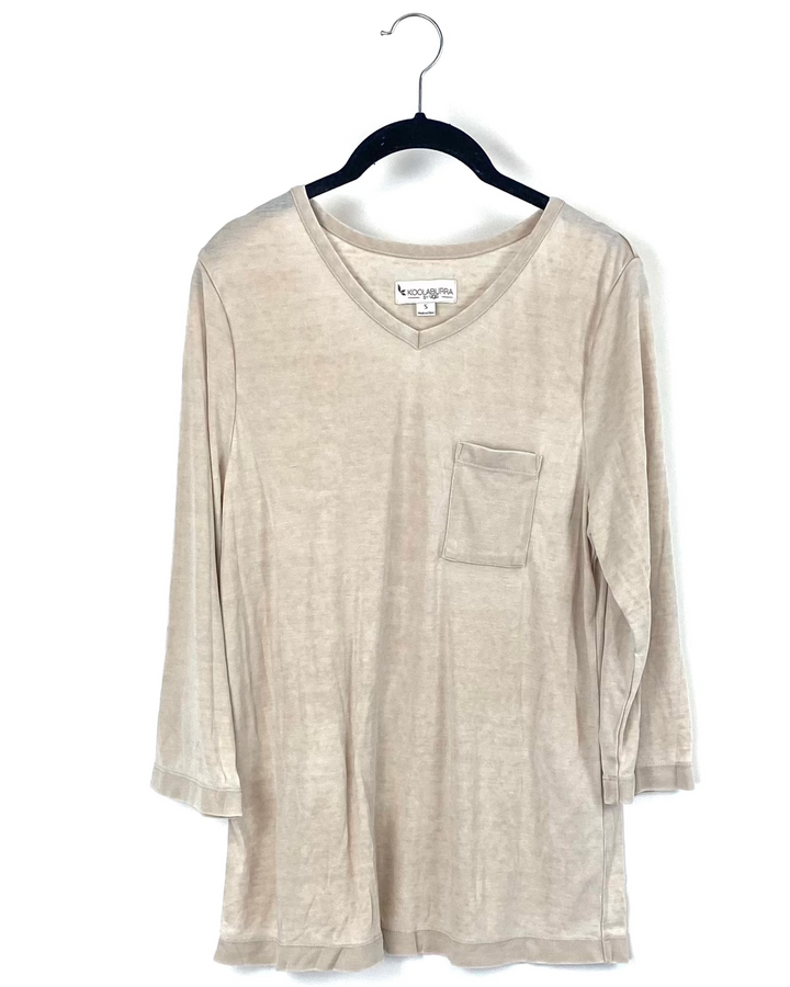 Tan 3/4 Sleeve Top - Small