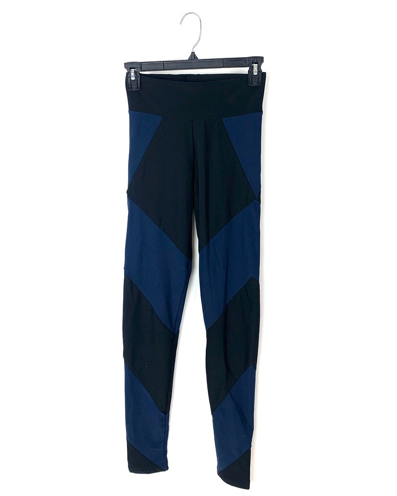 Black and Blue Leggings - Small