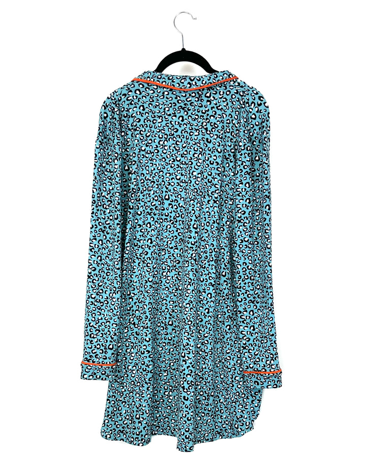 Blue Cheetah Printed Nightgown - Medium