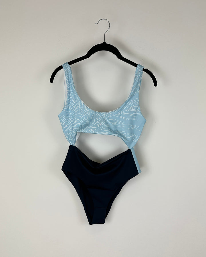 Navy And Light Blue One Piece Swimsuit - Size 00-0