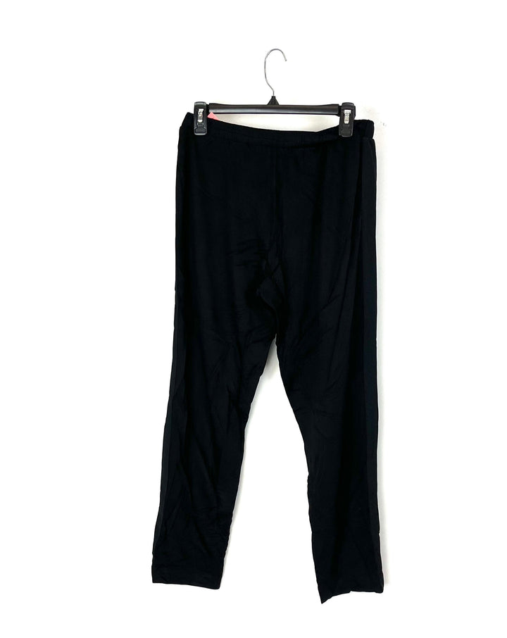 Black Stripe Loungewear Bottoms - Small