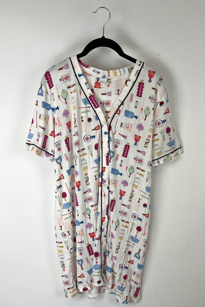 White Beauty Print Nightgown - Small