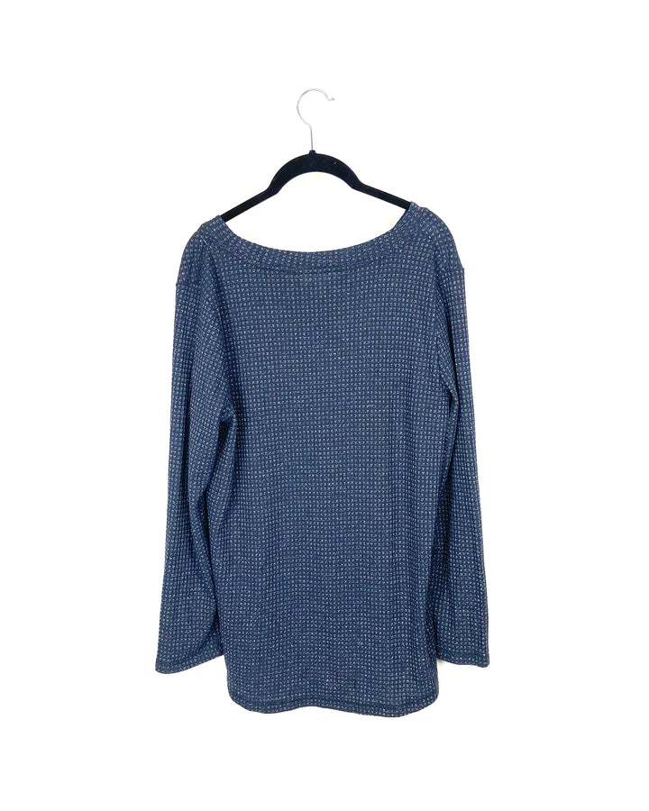 Dark Grey Ribbed Long Sleeve with Metallic Stitching - Small