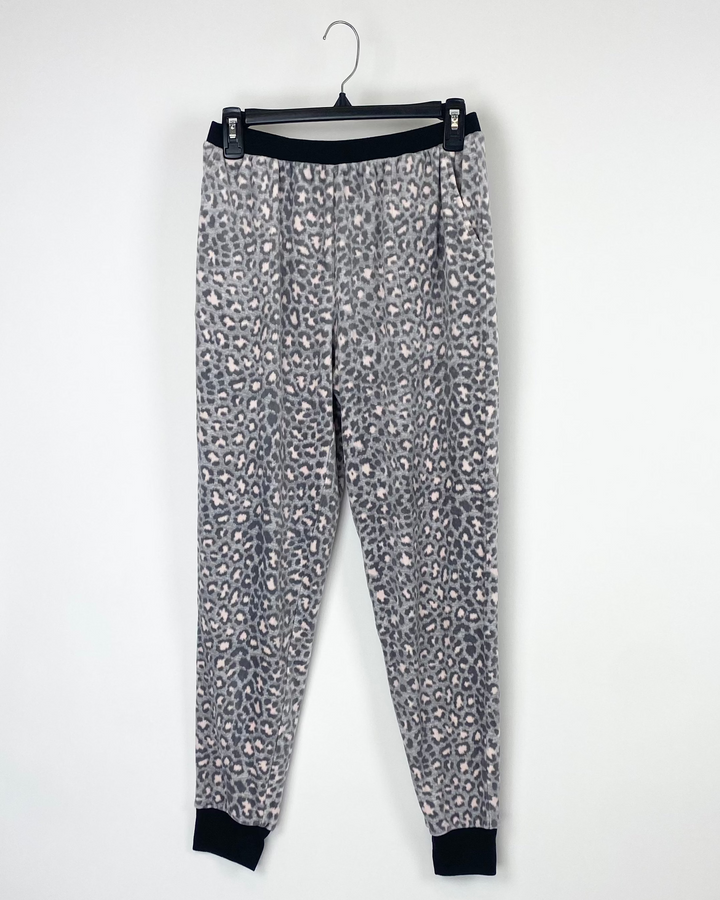 Grey Cheetah Print Pajama Pants - Small