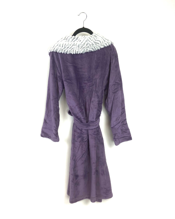 Purple And Gray Faux Fur Robe - Small