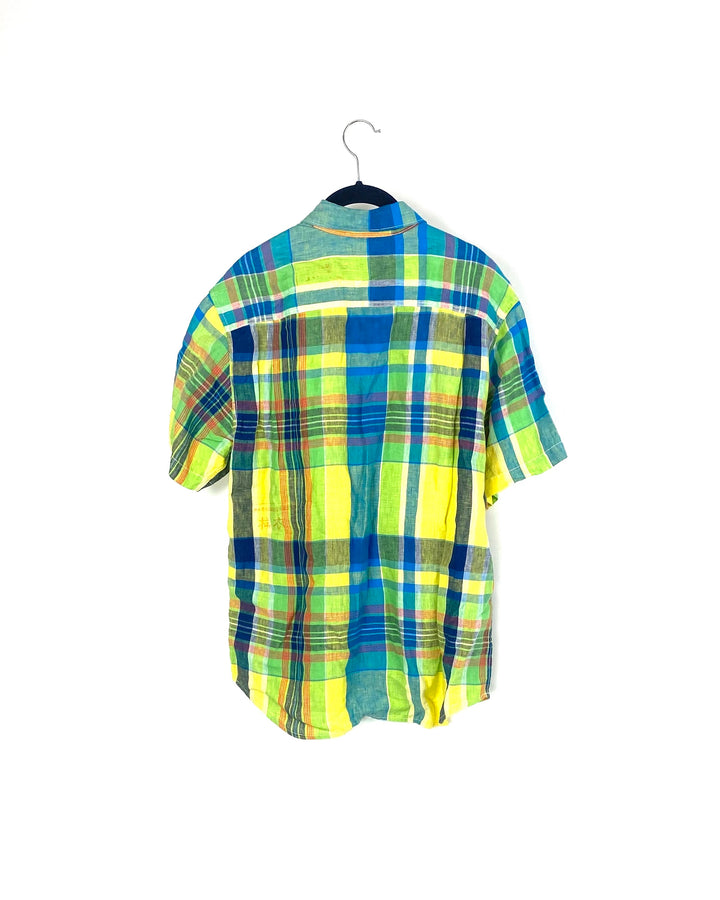 MENS Multicolor Plaid Button Up Top - Small