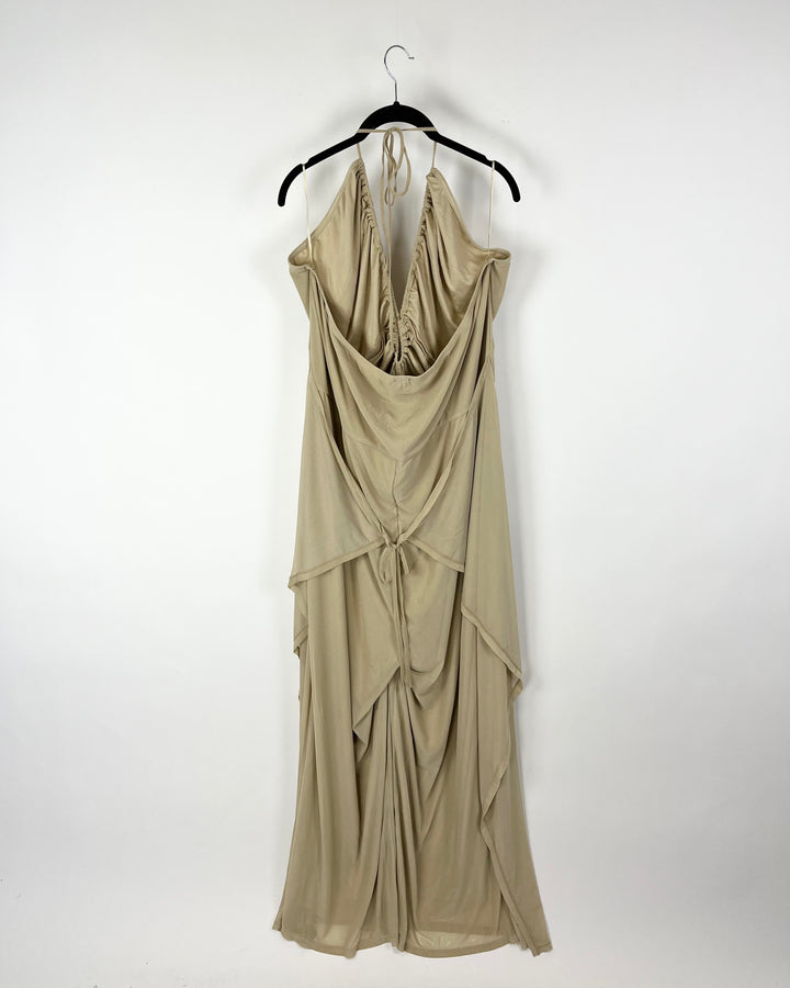 Tan  Halter Jumpsuit - 3X and 4X