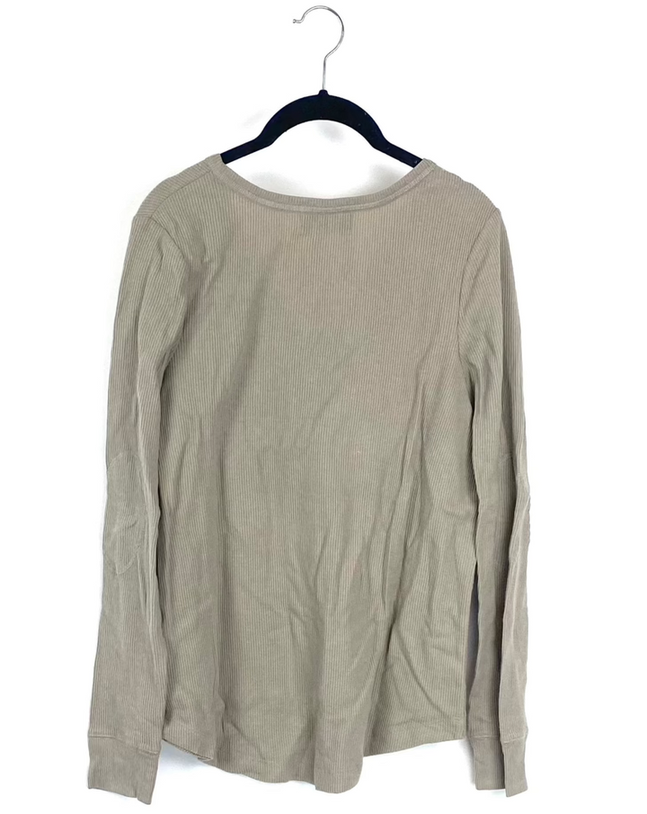 Tan Knit Long Sleeve Top - Small