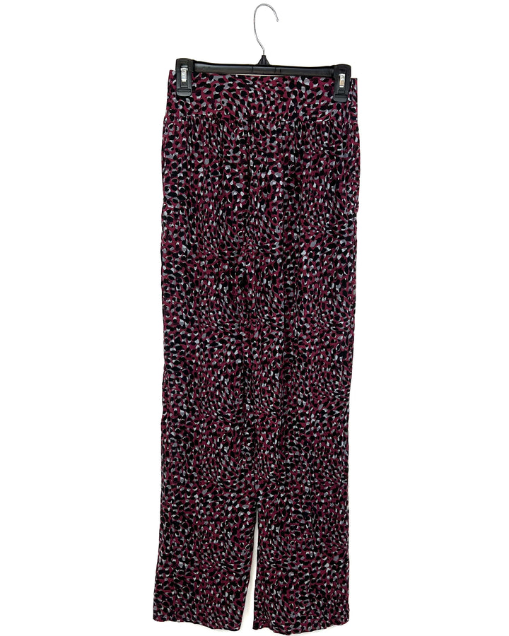 Maroon Cheetah Print Sleepwear Bottoms - Small