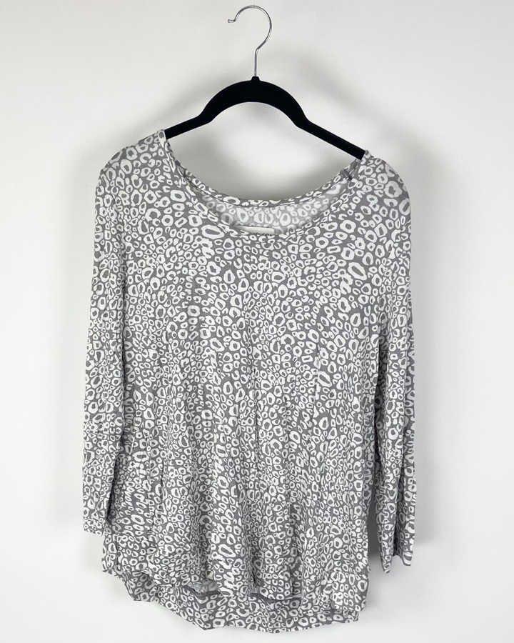Leopard Quarter Sleeve Top- Small