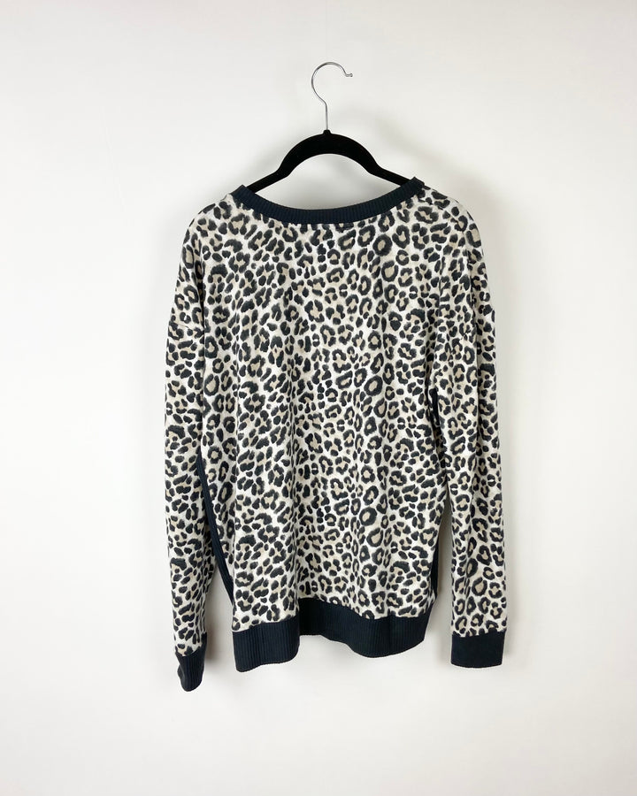 Grey and Leopard Print Pajama Set - Small