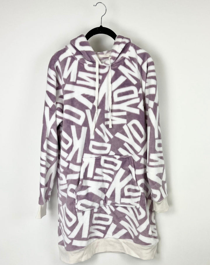 Soft Long Sleeve White And Purple Pull Over - Small