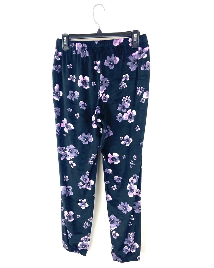 Fleece Floral Pajama Pants - Small