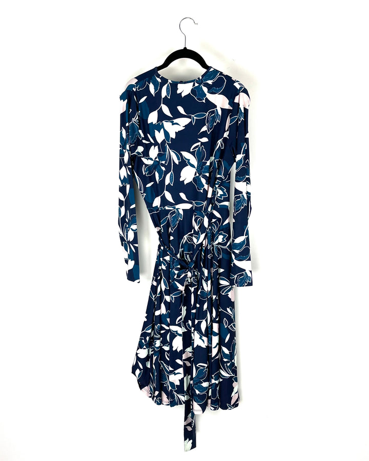 Midi Navy Blue Floral Dress - Size 2, 4, 6, 8