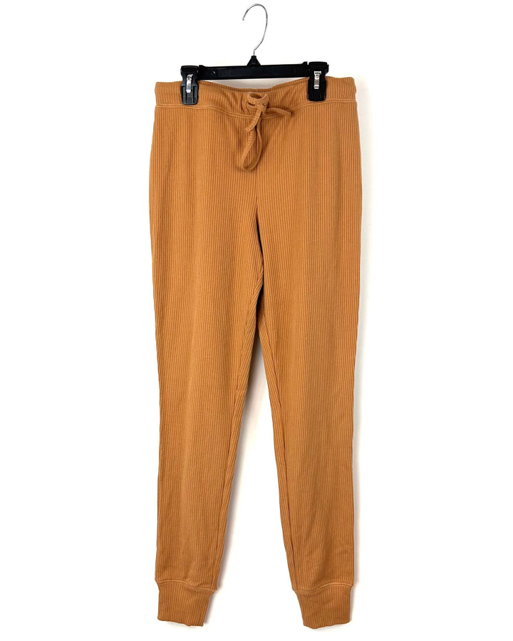 Tan Ribbed Joggers - Small