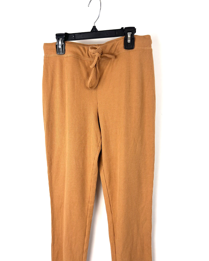 Tan Ribbed Joggers - Small