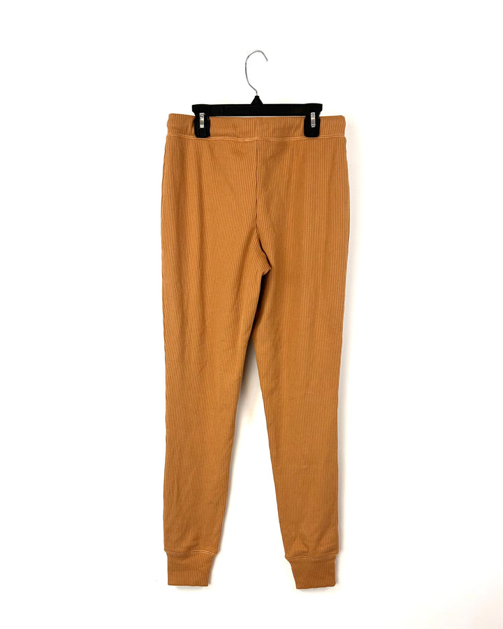 Tan Ribbed Joggers - Small