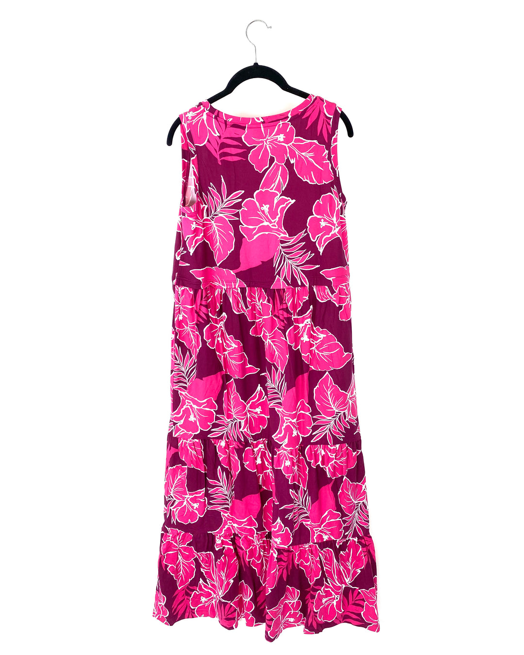 Pink and Purple Abstract Floral Maxi Dress - Size 6/8
