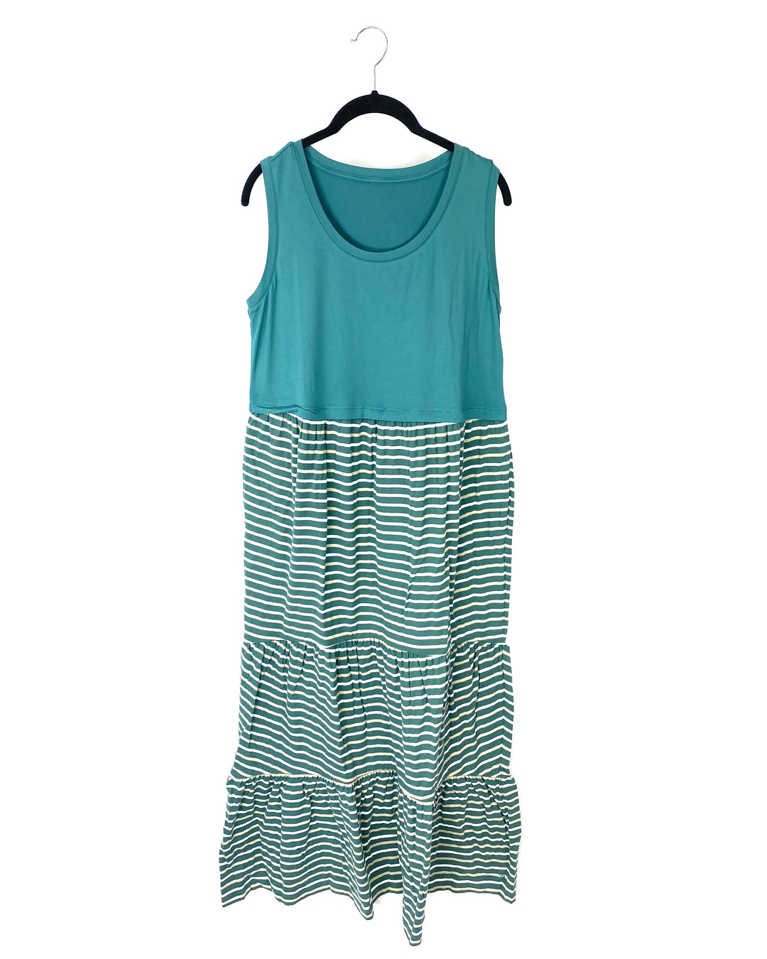 Green Striped Ruffled Dress - Small/Medium