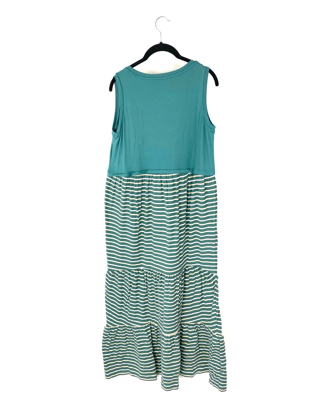 Green Striped Ruffled Dress - Small/Medium