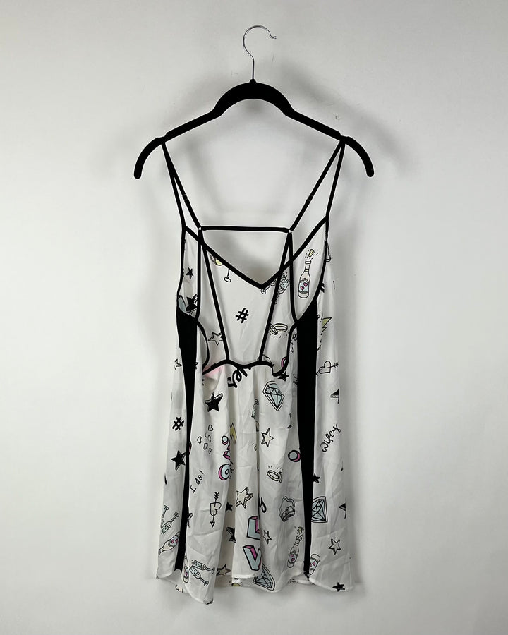 White Printed Slip Night Dress - Small