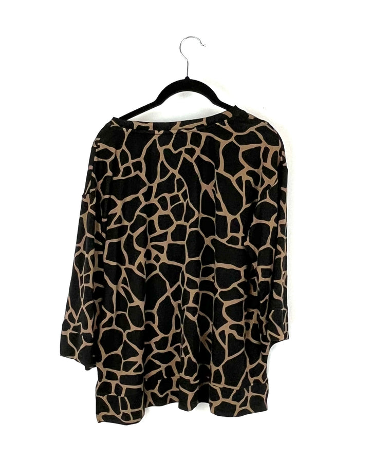 Black and Brown Animal Printed Sleepwear Set - Small