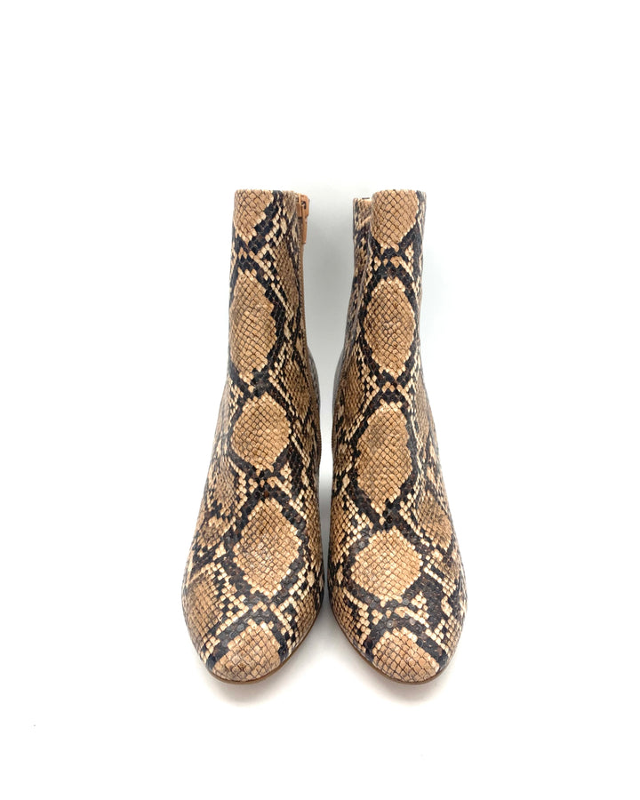 Snake Skin Heeled Boots - Size 6