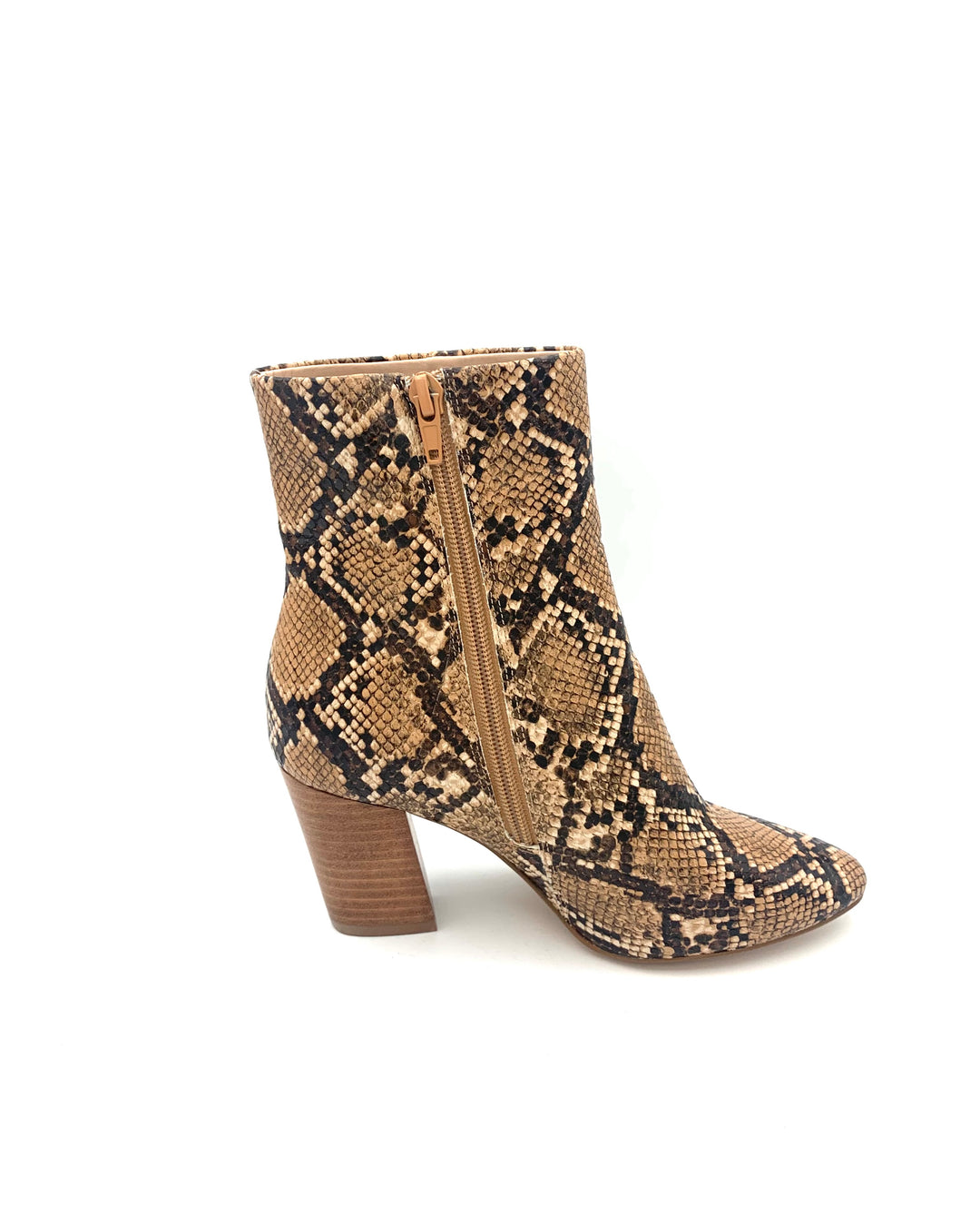 Snake Skin Heeled Boots - Size 6