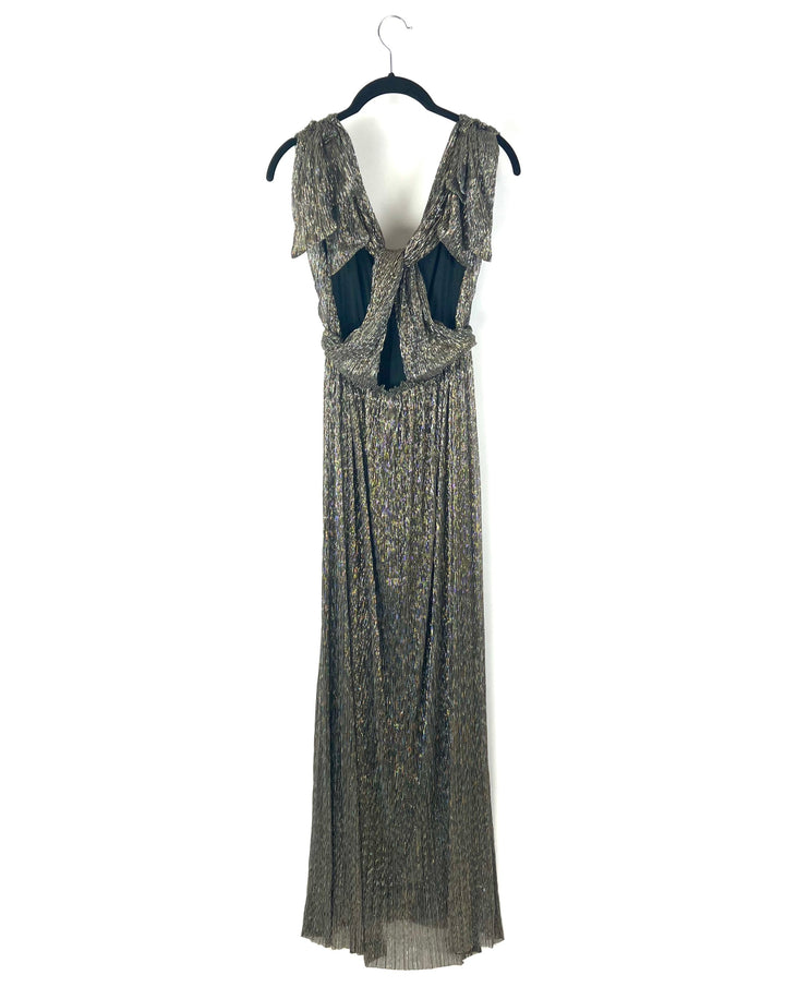 Black Metallic Tie Shoulder Maxi Dress - Size 0/2