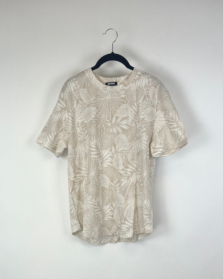MENS Beige Printed T-Shirt - Extra Small and Small