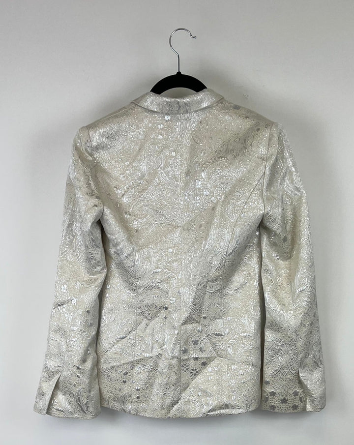 Cream Metallic Jacquard Blazer - Size 00, 0 and 2