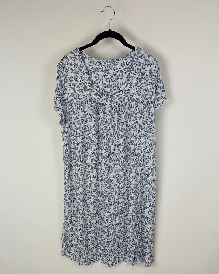 Blue Floral Night Gown - Medium