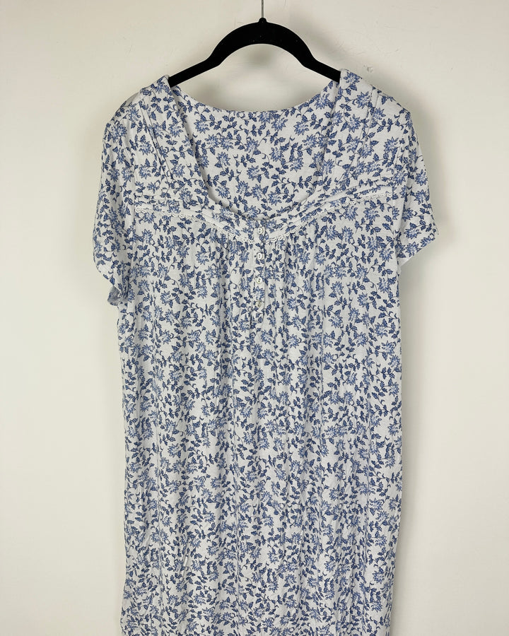 Blue Floral Night Gown - Medium