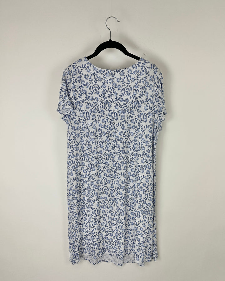 Blue Floral Night Gown - Medium