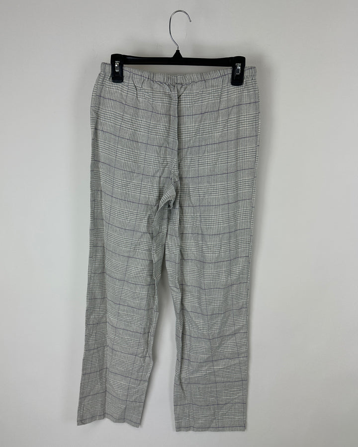 Grey and Purple Plaid Pajama Pants - Small