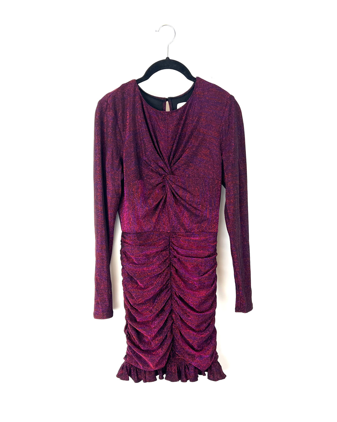 Red And Purple Metallic Long Sleeve Mini Dress - Small