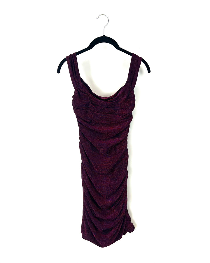 Maroon And Purple Metallic Sleeveless Mini Dress - Small