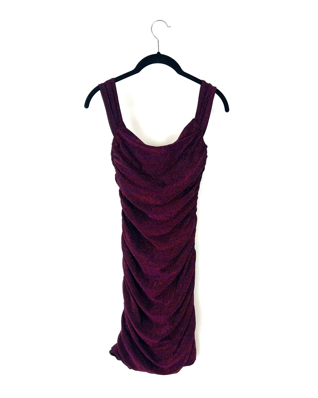Maroon And Purple Metallic Sleeveless Mini Dress - Small