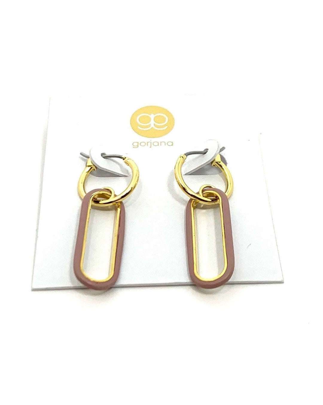 Gold and Mauve Dangle Hoops