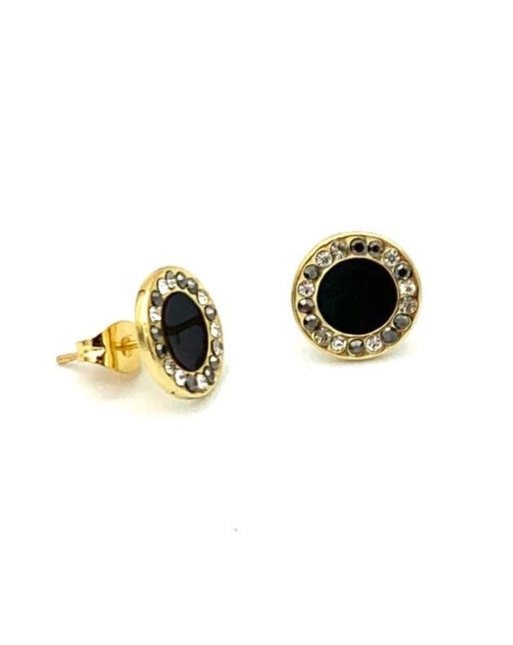 Gold and Black Rhinestone Studs