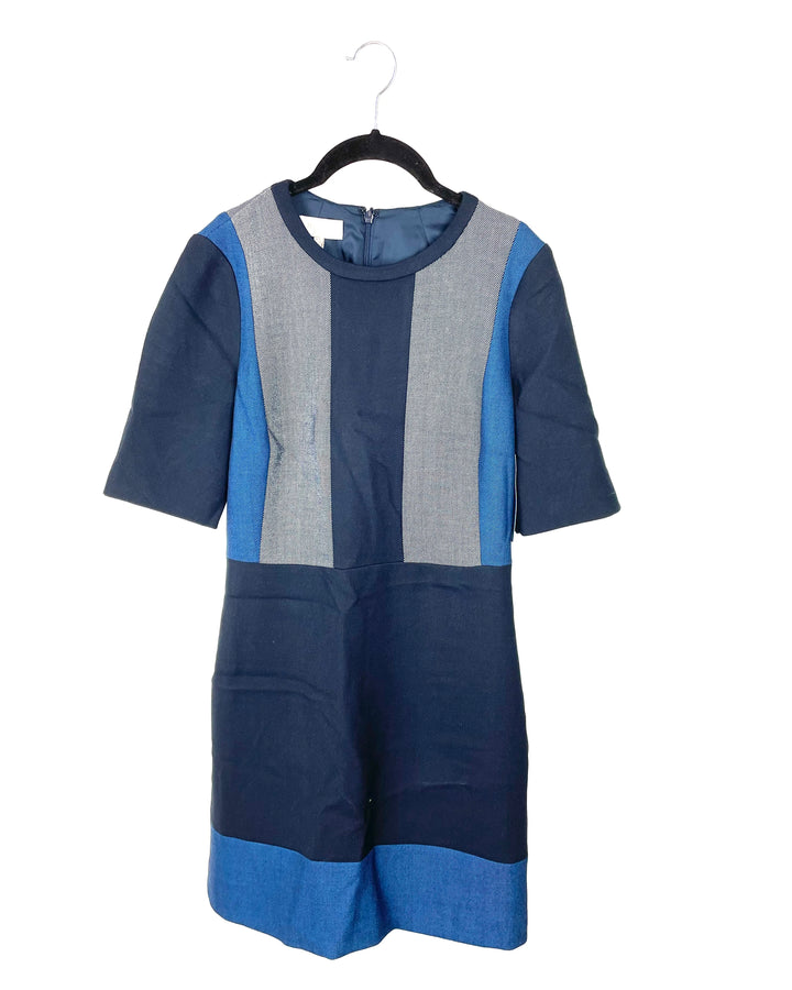 Color Block Navy Blue Dress - Size 6