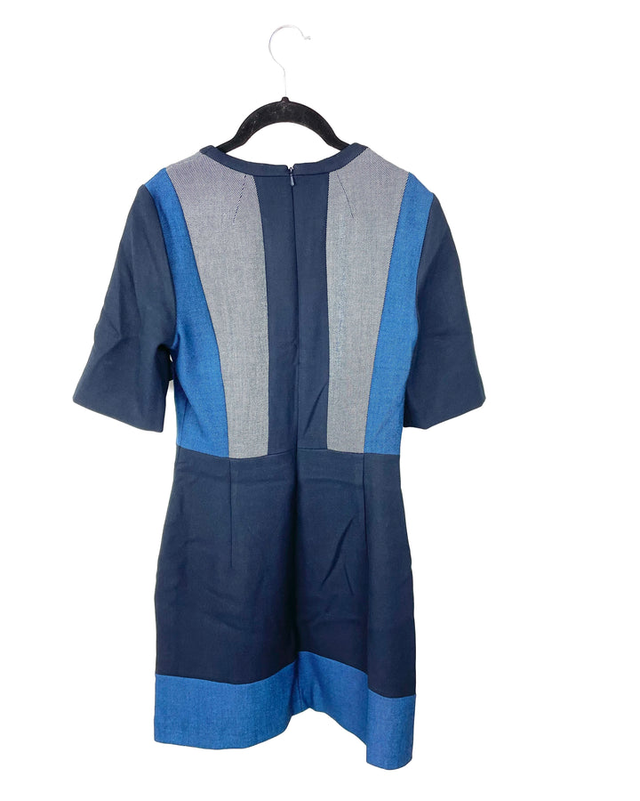 Color Block Navy Blue Dress - Size 6