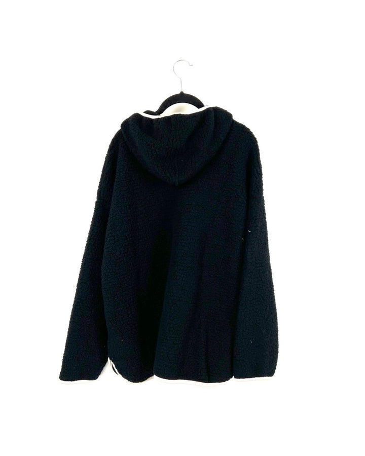 Black Plush Button-Up Pullover - Size 6/8