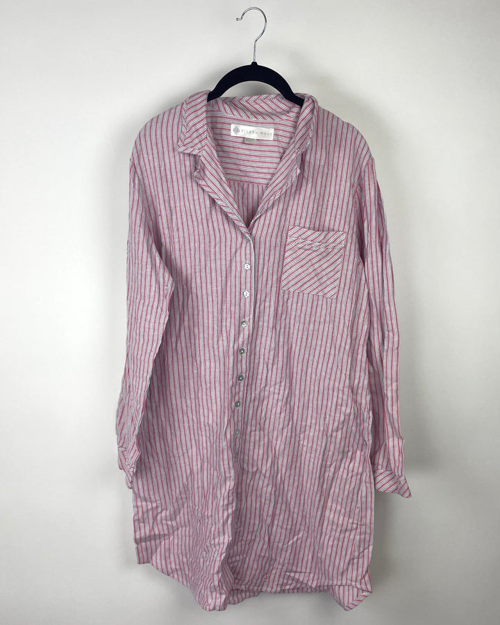 Pink and Blue Striped Nightgown - Small