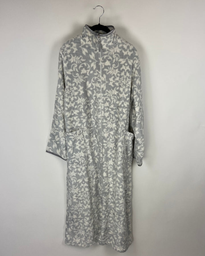 Floral Printed Grey Robe - Small