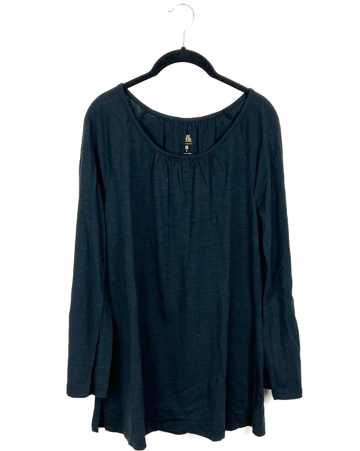 Black Cropped Long Sleeve Top - Small/Medium