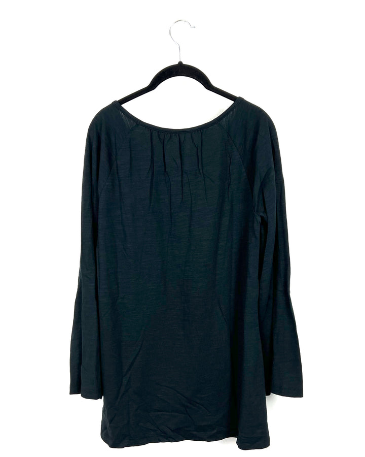 Black Cropped Long Sleeve Top - Small/Medium