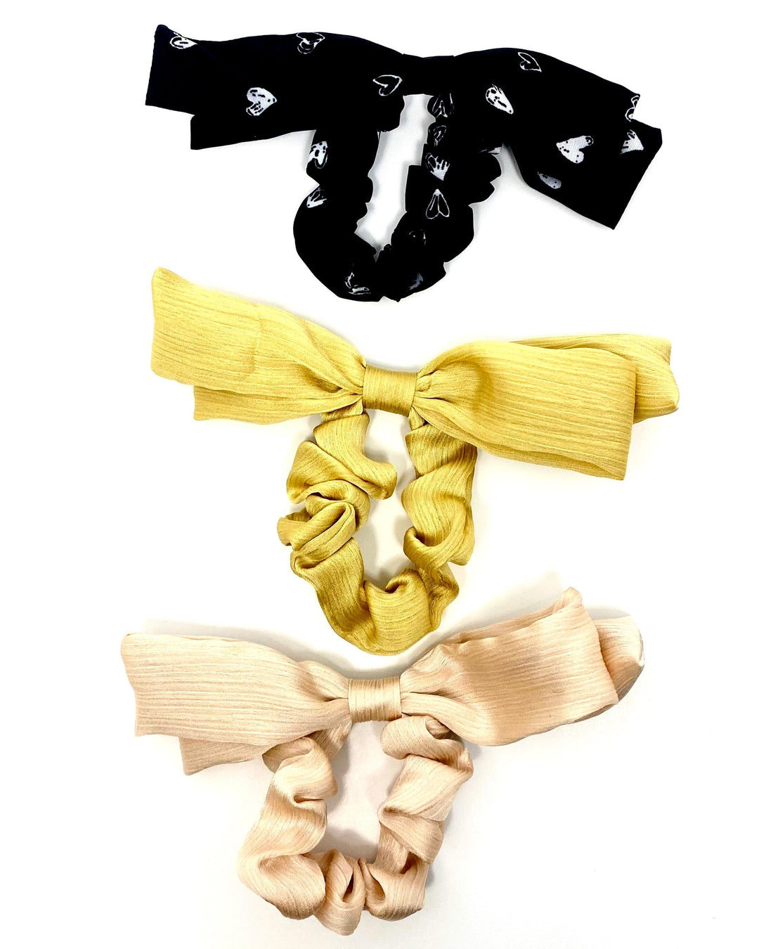 Pink, Gold, And Black Hearts Scrunchie Set