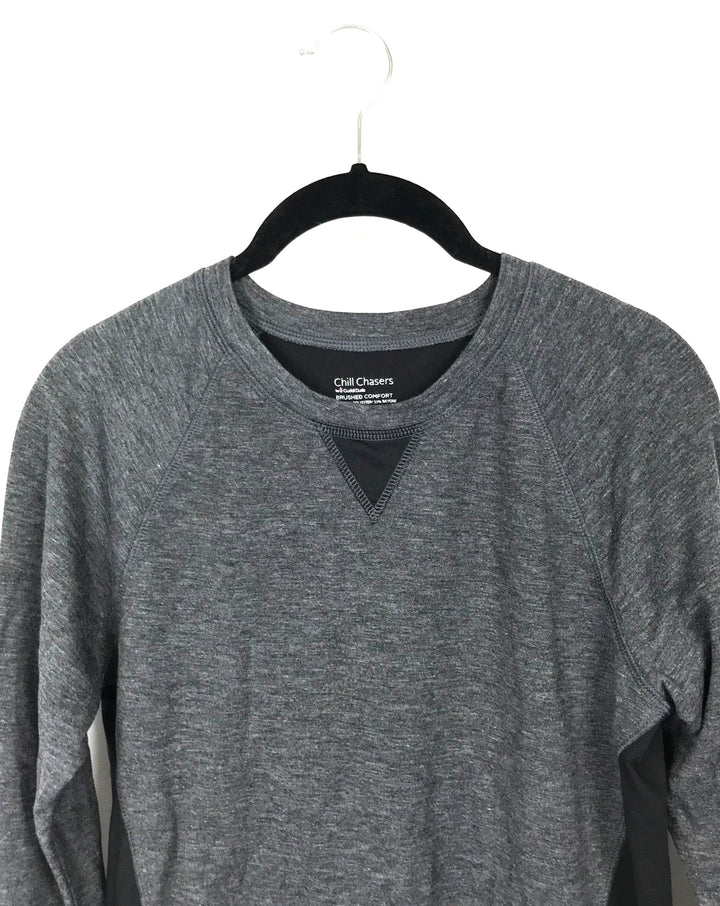Heather Grey and Black Long Sleeve Top - Small
